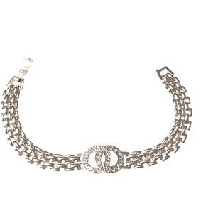 Simulated Diamonds 7" INFINITY Bracelet‎ Double Circles Silver Chain Luxury NEW